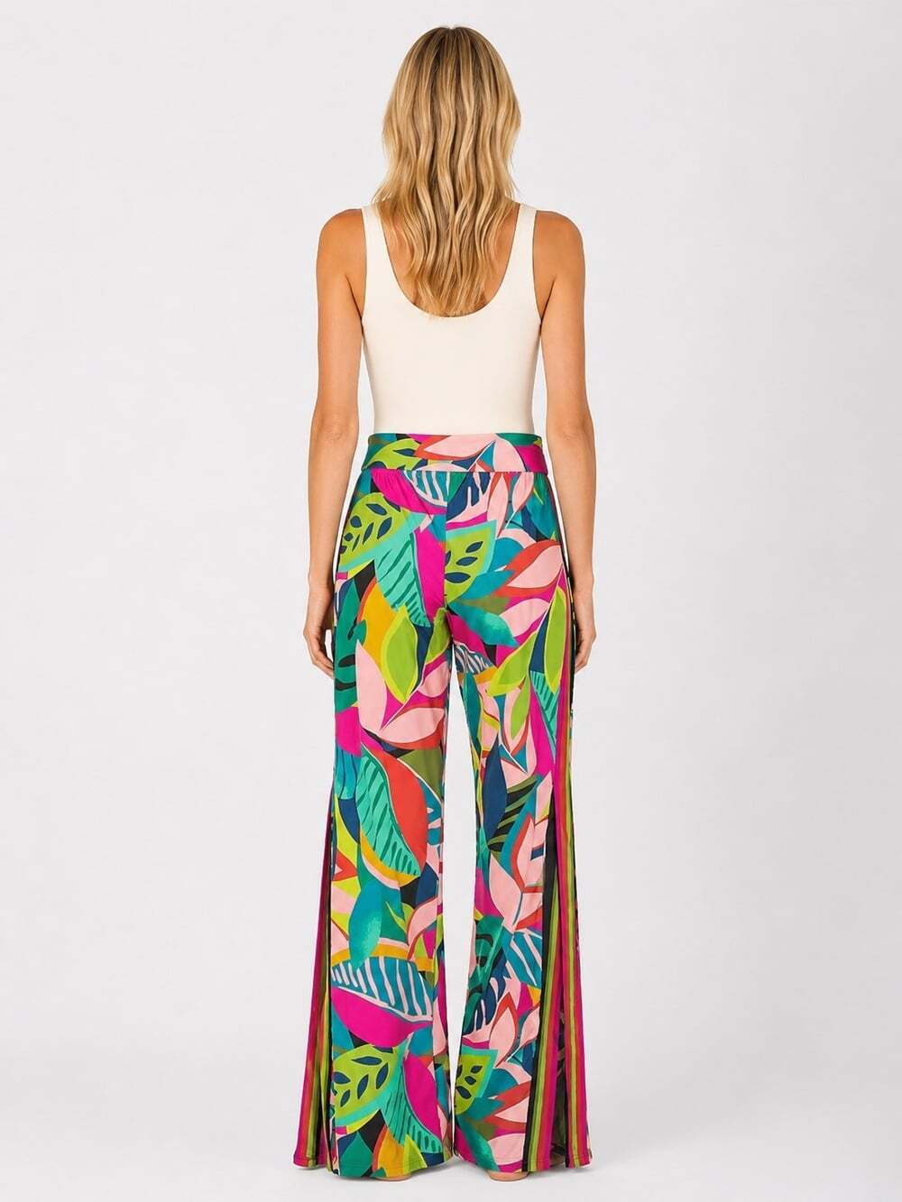 TRINA TURK Rainforest Beach Pants Wide Leg Swimsuit Cover Up Pants L NWT $162 - Picture 4 of 8